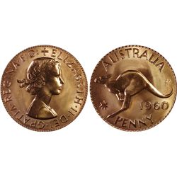1960 Australian QEII Penny - PCGS PR 67 RD