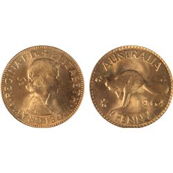 1964 Australian QEII Penny - PCGS MS 64 RD