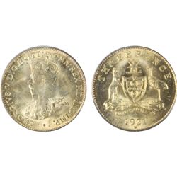 1921-M Australian KGV Threepence PCGS MS 65
