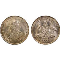 1927 Australian KGV Threepence PCGS MS 64