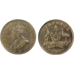 1924 Australian KGV Sixpence PCGS MS 64