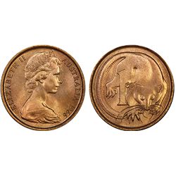 1966 (P) Australian QEII One Cent Coin - PCGS MS 66 RB