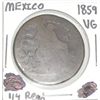 Image 1 : 1859 1/4 REAL *RARE-HARD TO GET* MEXICO *NICE EARLY VERY GOOD GRADE*!! COIN CAME OUT OF SAFE!!