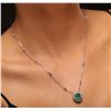 Image 2 : 14KT White Gold 1.18ct Emerald and Diamond Necklace