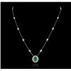 Image 5 : 14KT White Gold 1.18ct Emerald and Diamond Necklace