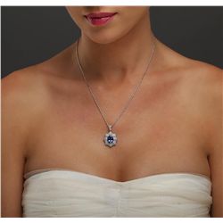 18KT White Gold 3.29ct Tanzanite and Diamond Pendant With Chain