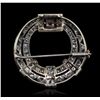 Image 4 : Platinum 1.20ctw Sapphire and Diamond Brooch