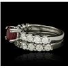 Image 5 : 14KT White Gold 1.62ct Ruby and Diamond Wedding Set