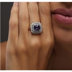 14KT White Gold 3.11ct Tanzanite and Diamond Ring