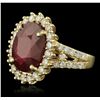 Image 5 : 14KT Yellow Gold 9.39ct Ruby and Diamond Ring