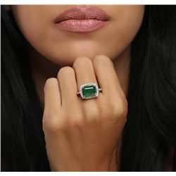 14KT White Gold 3.93ct Emerald and Diamond Ring