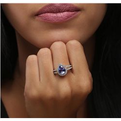 14KT White Gold 1.73ct Tanzanite and Diamond Ring