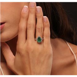 14KT Yellow Gold 2.47ct Emerald and Diamond Ring