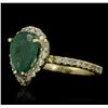 Image 5 : 14KT Yellow Gold 2.47ct Emerald and Diamond Ring