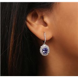 14KT White Gold 3.40ctw Tanzanite and Diamond Earrings