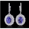 Image 5 : 14KT White Gold 3.40ctw Tanzanite and Diamond Earrings