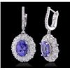 Image 6 : 14KT White Gold 3.40ctw Tanzanite and Diamond Earrings