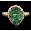 Image 4 : 14KT Yellow Gold 2.68ct Emerald and Diamond Ring