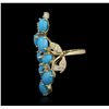 Image 5 : 14KT Yellow Gold 3.52ctw Turquoise and Diamond Ring