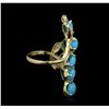 Image 6 : 14KT Yellow Gold 3.52ctw Turquoise and Diamond Ring