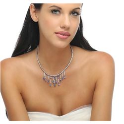 14KT White Gold 8.12ctw Tanzanite and Diamond Necklace