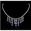 Image 4 : 14KT White Gold 8.12ctw Tanzanite and Diamond Necklace