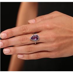 14KT White Gold 3.20ct Amethyst and Diamond Ring