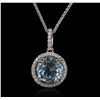 Image 5 : 14KT White Gold 2.99ct Topaz and Diamond Pendant With Chain