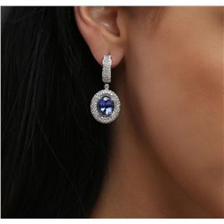 14KT White Gold 5.52ctw Tanzanite and Diamond Earrings