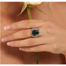 14KT White Gold 6.63ct Emerald and Diamond Ring