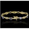 Image 5 : 14KT Yellow Gold 5.36ctw Tanzanite and Diamond Bracelet