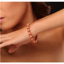 14KT Rose Gold 16.91ctw Coral and Diamond Bracelet