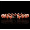 Image 6 : 14KT Rose Gold 16.91ctw Coral and Diamond Bracelet
