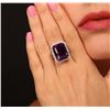 Image 1 : 14KT White Gold 17.61ct Amethyst and Diamond Ring