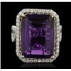 Image 4 : 14KT White Gold 17.61ct Amethyst and Diamond Ring