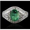 Image 4 : 14KT White Gold 1.20ct Emerald and Diamond Ring