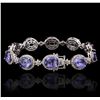Image 7 : 14KT White Gold 24.00ctw Tanzanite and Diamond Bracelet