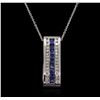 Image 6 : 14KT White Gold 1.18ct Sapphire and Diamond Pendant With Chain