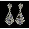 Image 7 : 18KT White Gold 11.66ctw Tanzanite and Diamond Earrings & Necklace