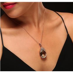 14KT Rose Gold 31.81ct Amethyst and Diamond Pendant With Chain