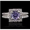 Image 4 : 18KT White Gold 1.42ct Tanzanite and Diamond Ring