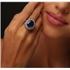 Image 2 : 14KT White Gold 10.89ctw Sapphire and Diamond Ring