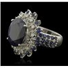 Image 5 : 14KT White Gold 10.89ctw Sapphire and Diamond Ring