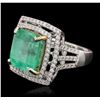 Image 6 : 14KT White Gold 11.12ct Emerald and Diamond Ring