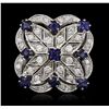 Image 4 : 14KT White Gold 2.83ctw Sapphire and Diamond Ring