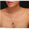 Image 1 : 14KT White Gold 4.60ct Tanzanite and Diamond Pendant with Chain