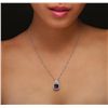 Image 2 : 14KT White Gold 4.60ct Tanzanite and Diamond Pendant with Chain