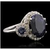 Image 5 : 14KT White Gold 5.04ctw Sapphire and Diamond Ring