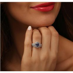 14KT White Gold 0.78ct Tanzanite and Diamond Ring