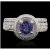 Image 4 : 14KT White Gold 0.78ct Tanzanite and Diamond Ring